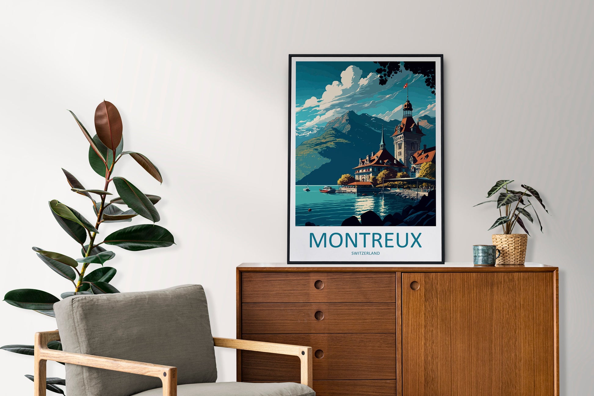 Montreux Travel Print Wall Art Montreux Wall Hanging Home Décor Montreux Gift Art Lovers Switzerland Art Lover Gift Montreux Travel Art