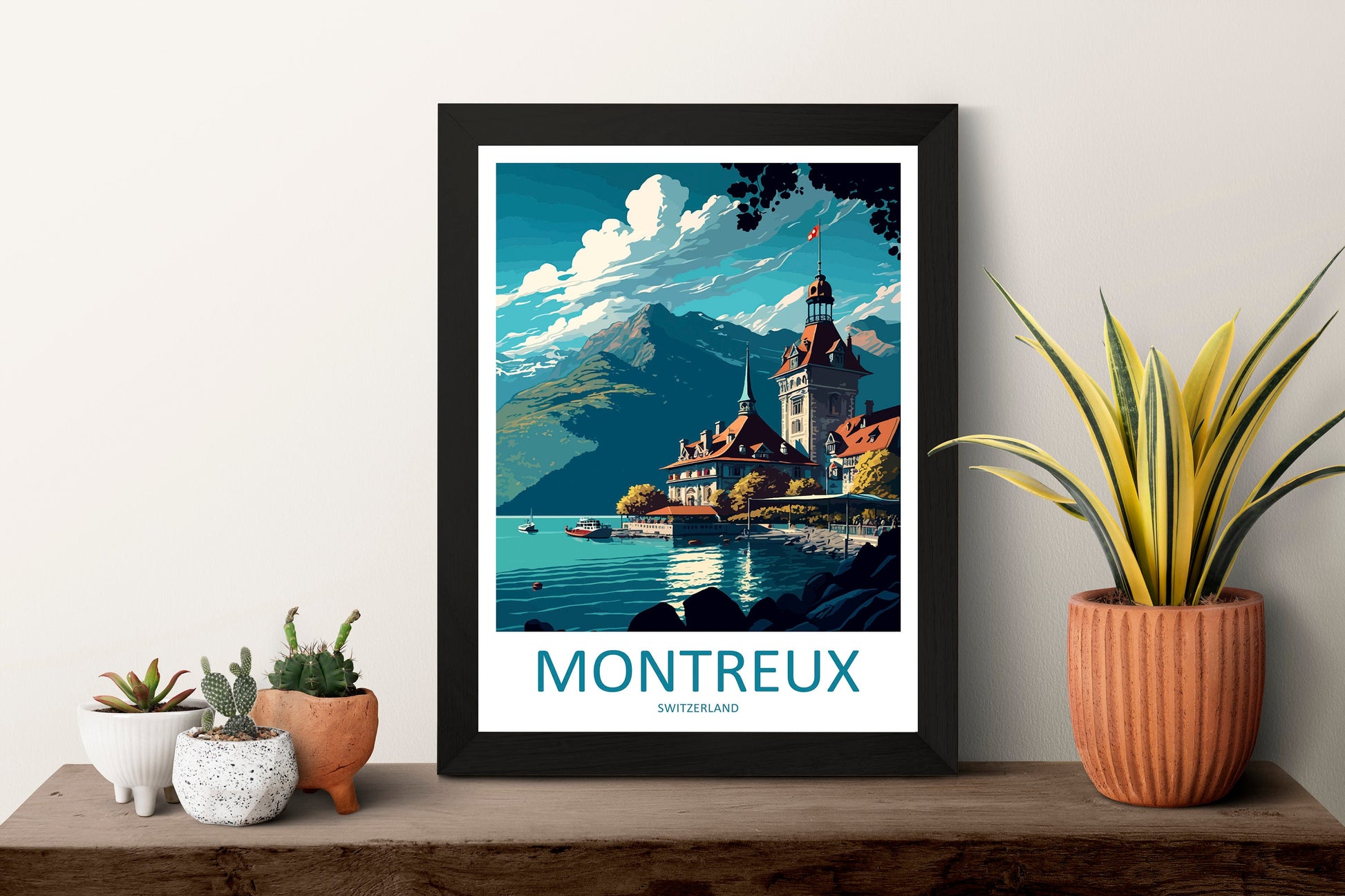 Montreux Travel Print Wall Art Montreux Wall Hanging Home Décor Montreux Gift Art Lovers Switzerland Art Lover Gift Montreux Travel Art