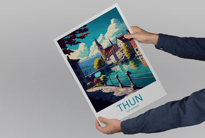 Thun Travel Print Wall Art Thun Wall Hanging Home Décor Thun Gift Art Lovers Switzerland Art Lover Gift Thun Travel Art