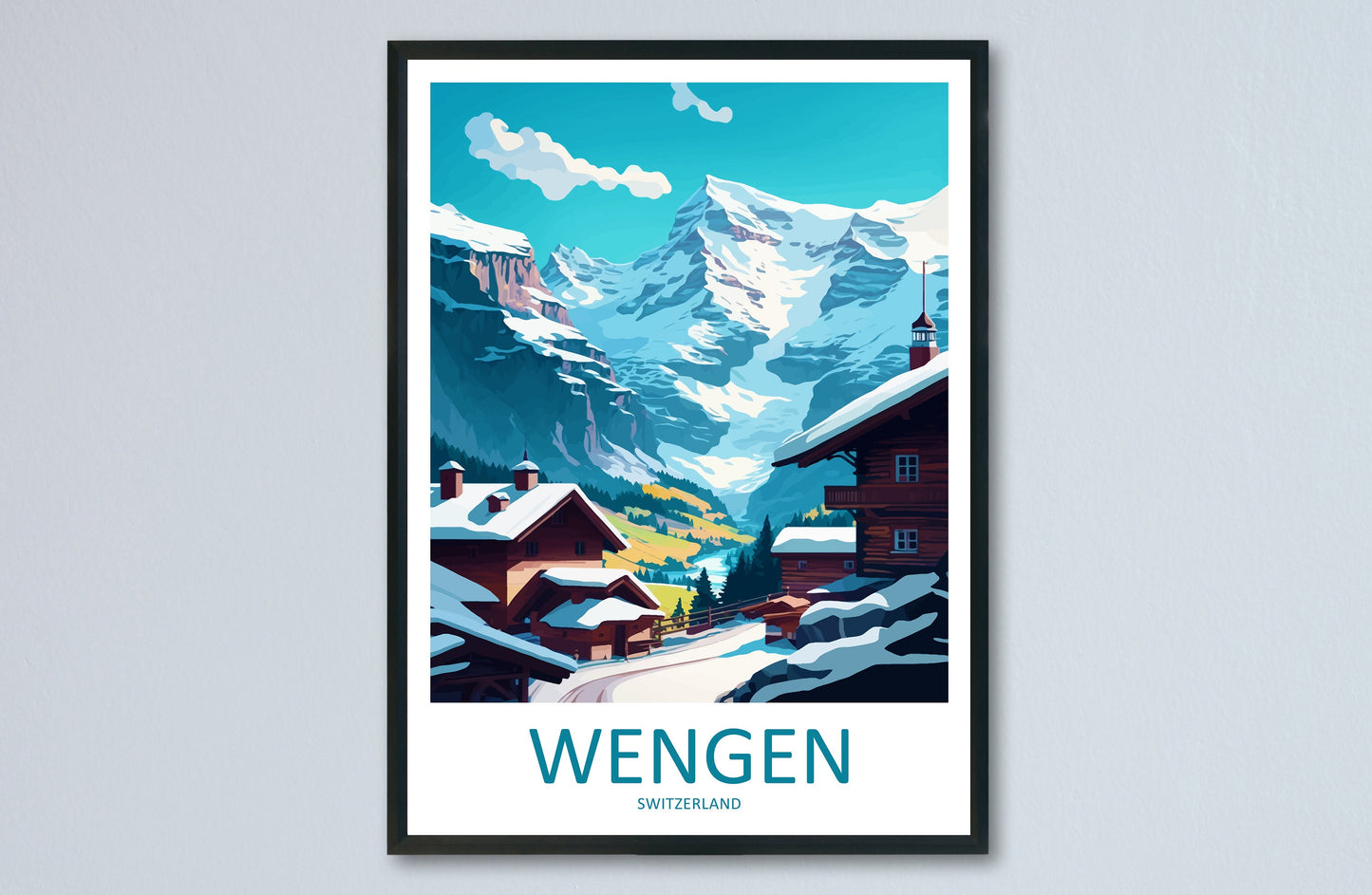 Wengen Travel Print Wall Art Wengen Wall Hanging Home Décor Wengen Gift Art Lovers Switzerland Art Lover Gift Wengen Travel Art