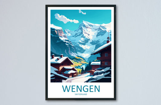 Wengen Travel Print Wall Art Wengen Wall Hanging Home Décor Wengen Gift Art Lovers Switzerland Art Lover Gift Wengen Travel Art