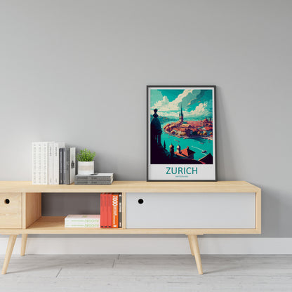 Zurich Travel Print Wall Art Zurich Wall Hanging Home Décor Zurich Gift Art Lovers Switzerland Art Lover Gift Zurich Travel Art