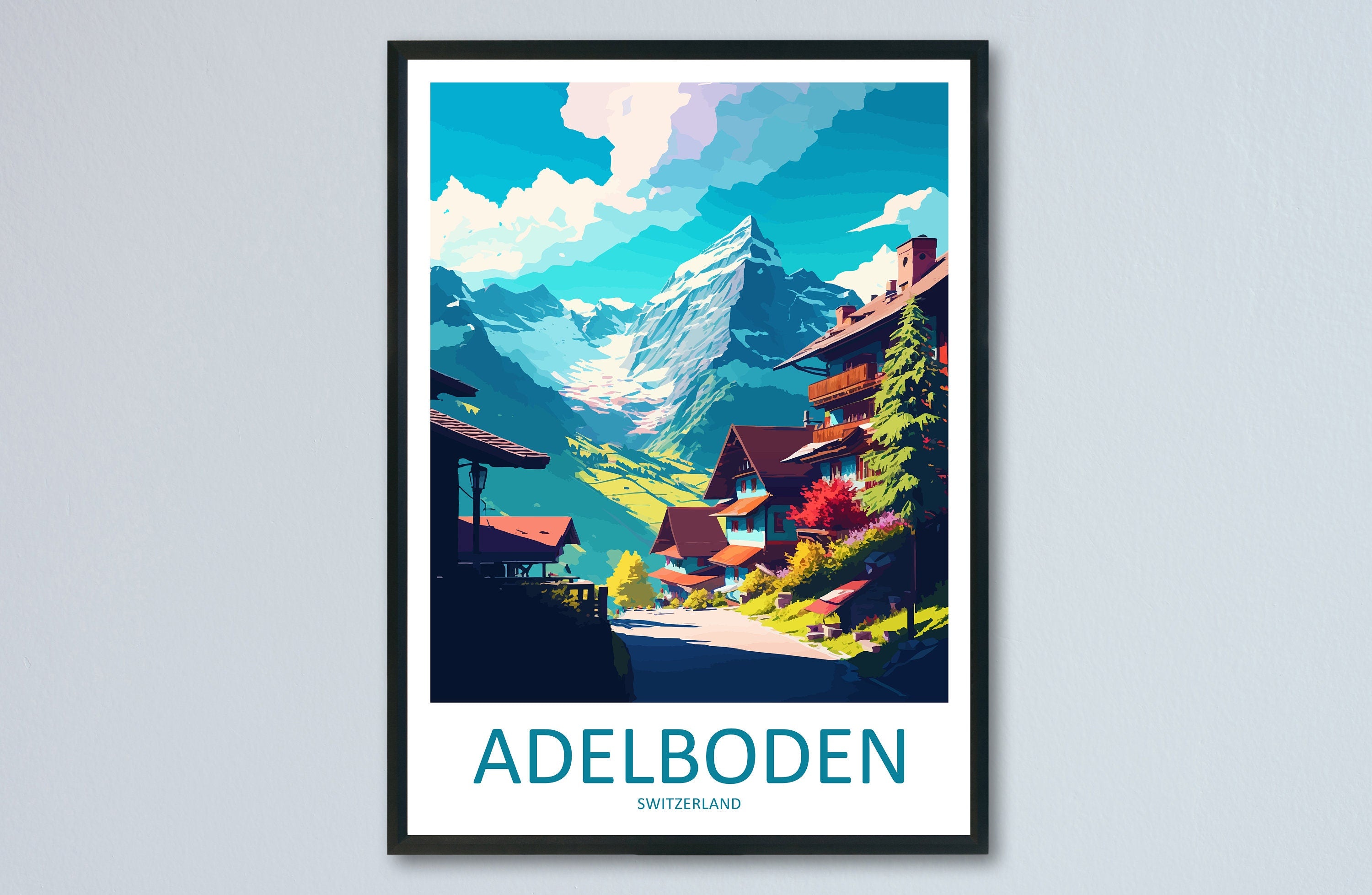 Adelboden Travel Print Wall Art Adelboden Wall Hanging Home Décor Adelboden Gift Art Lovers Switzerland Art Lover Gift Adelboden Travel Art