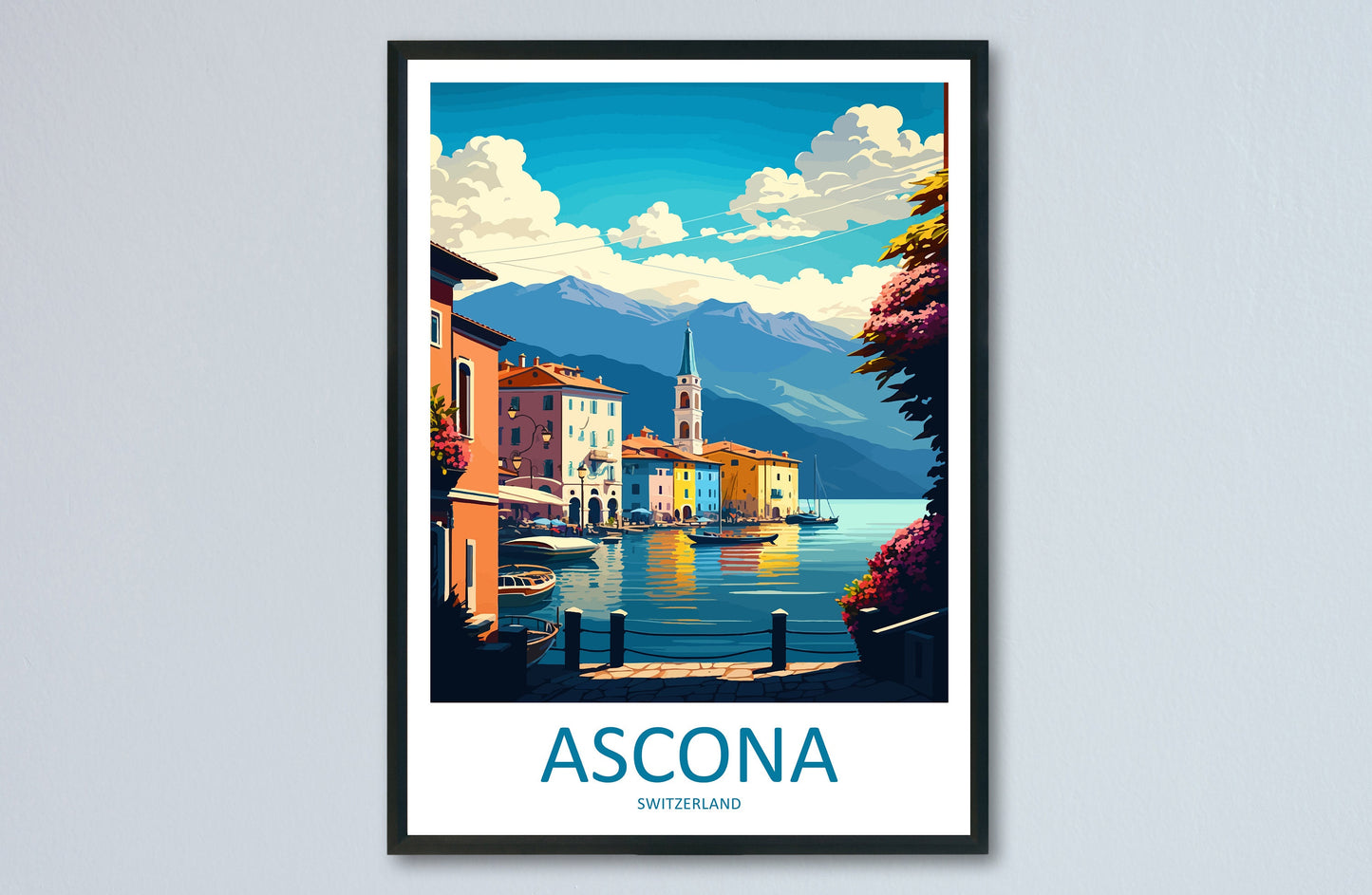 Ascona Travel Print Wall Art Ascona Wall Hanging Home Décor Ascona Gift Art Lovers Switzerland Art Lover Gift Ascona Travel Art