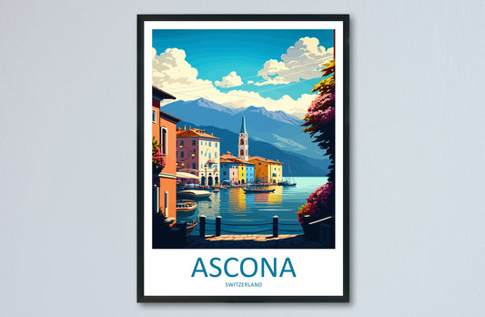 Ascona Travel Print Wall Art Ascona Wall Hanging Home Décor Ascona Gift Art Lovers Switzerland Art Lover Gift Ascona Travel Art