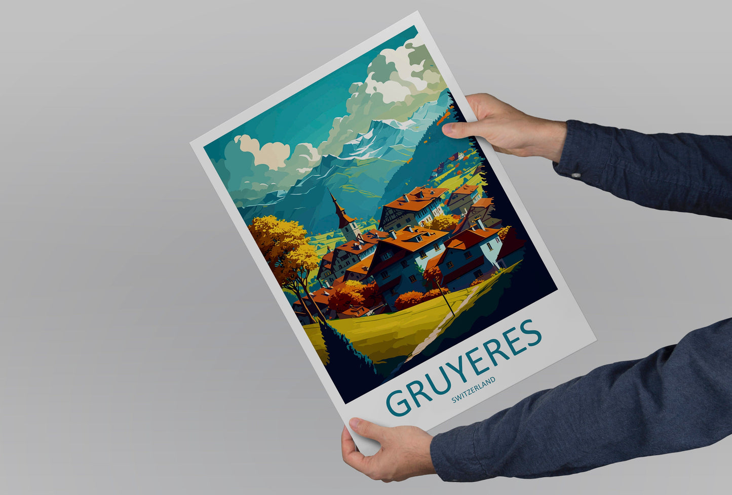 Gruyeres Travel Print Wall Art Gruyeres Wall Hanging Home Décor Gruyeres Gift Art Lovers Switzerland Art Lover Gift Gruyeres Travel Art