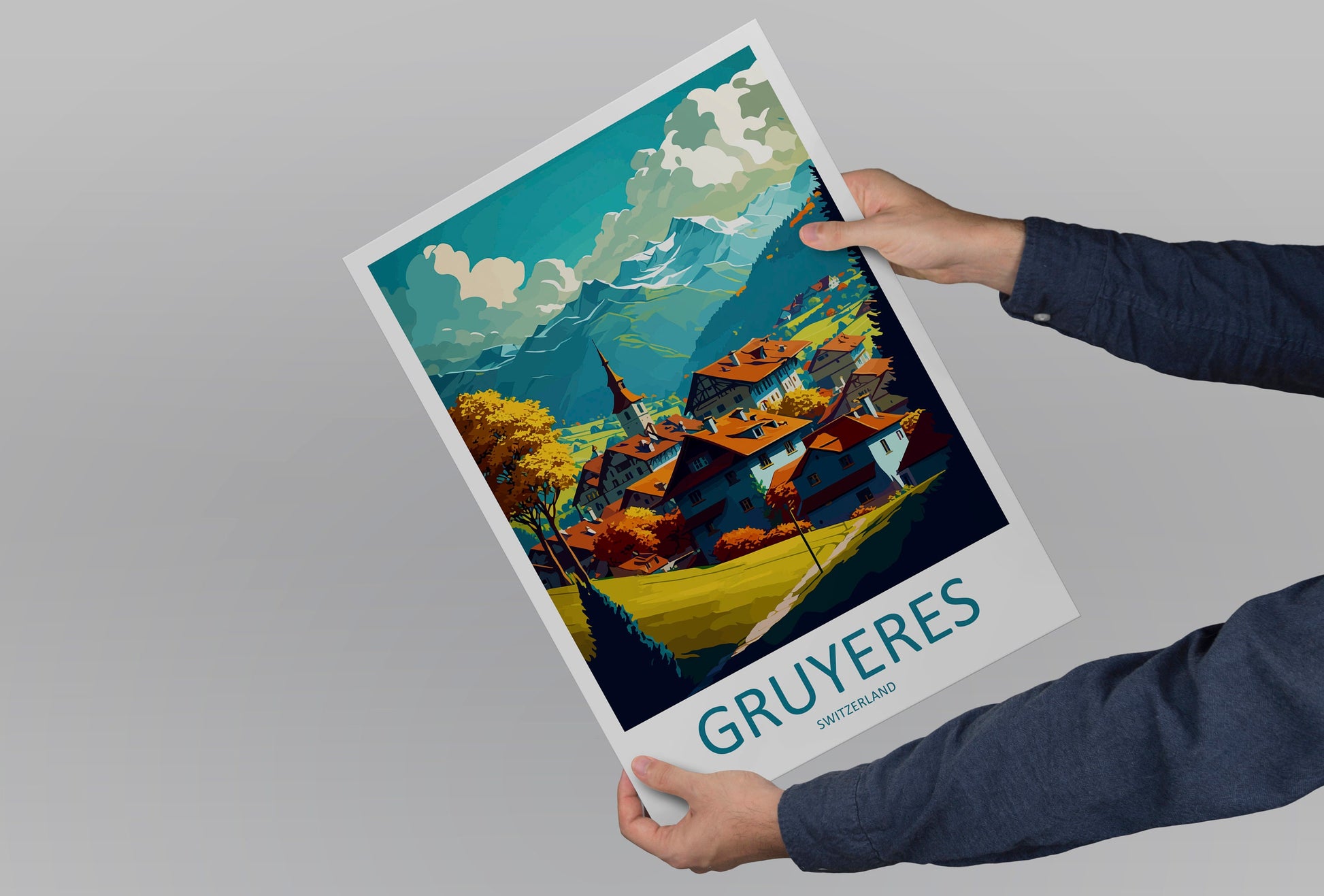 Gruyeres Travel Print Wall Art Gruyeres Wall Hanging Home Décor Gruyeres Gift Art Lovers Switzerland Art Lover Gift Gruyeres Travel Art