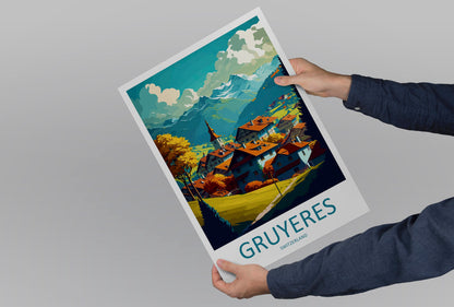 Gruyeres Travel Print Wall Art Gruyeres Wall Hanging Home Décor Gruyeres Gift Art Lovers Switzerland Art Lover Gift Gruyeres Travel Art