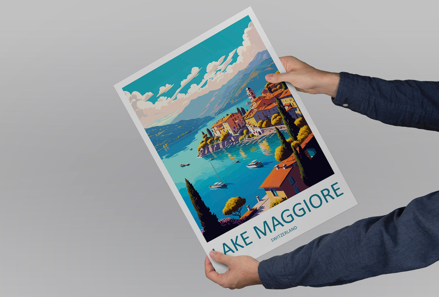 Lake Maggiore Travel Print Wall Art Lake Maggiore Wall Hanging Home Décor Lake Maggiore Gift Art Lovers Switzerland Art Lover Gift Lake Art
