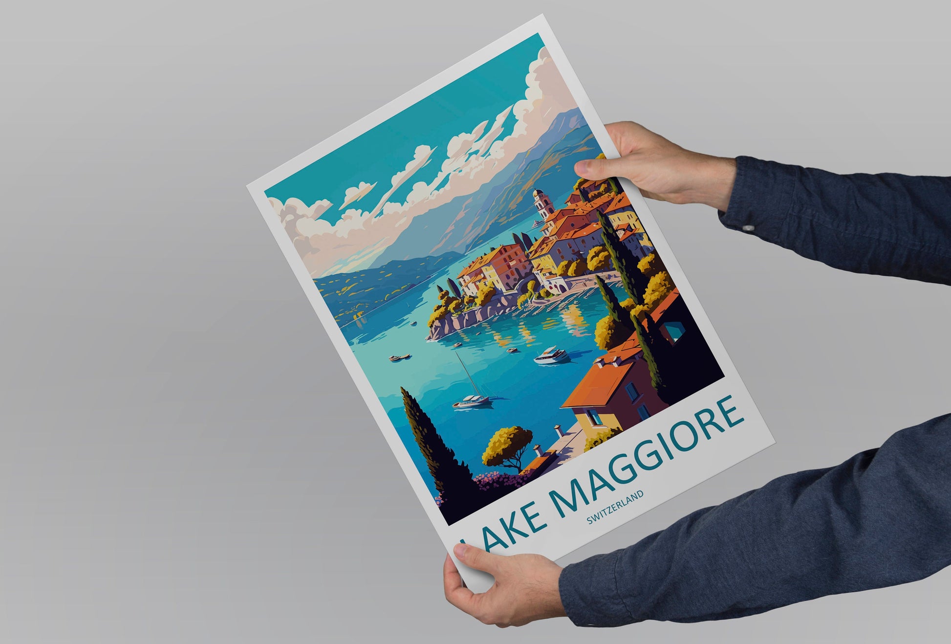 Lake Maggiore Travel Print Wall Art Lake Maggiore Wall Hanging Home Décor Lake Maggiore Gift Art Lovers Switzerland Art Lover Gift Lake Art