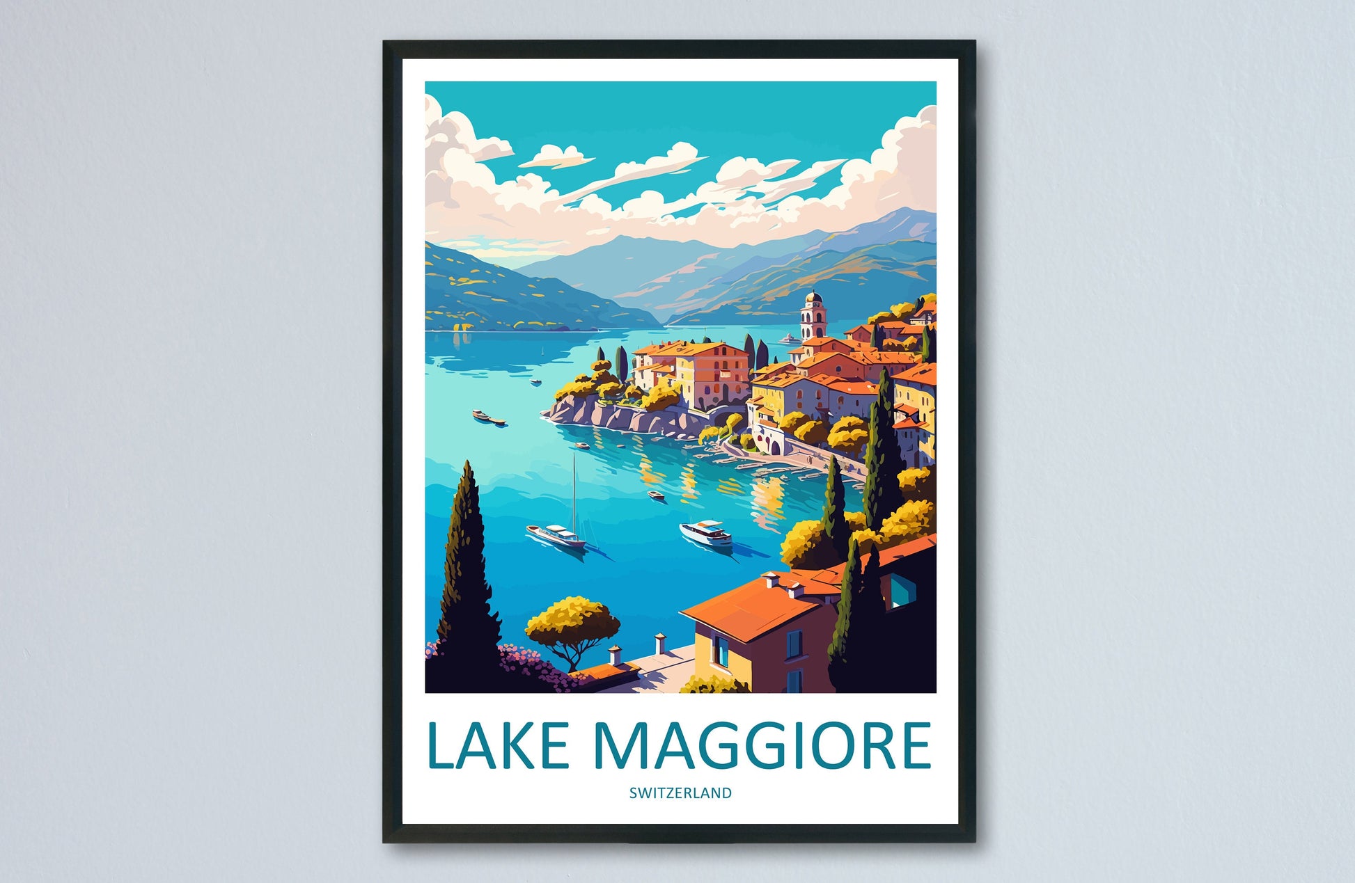 Lake Maggiore Travel Print Wall Art Lake Maggiore Wall Hanging Home Décor Lake Maggiore Gift Art Lovers Switzerland Art Lover Gift Lake Art