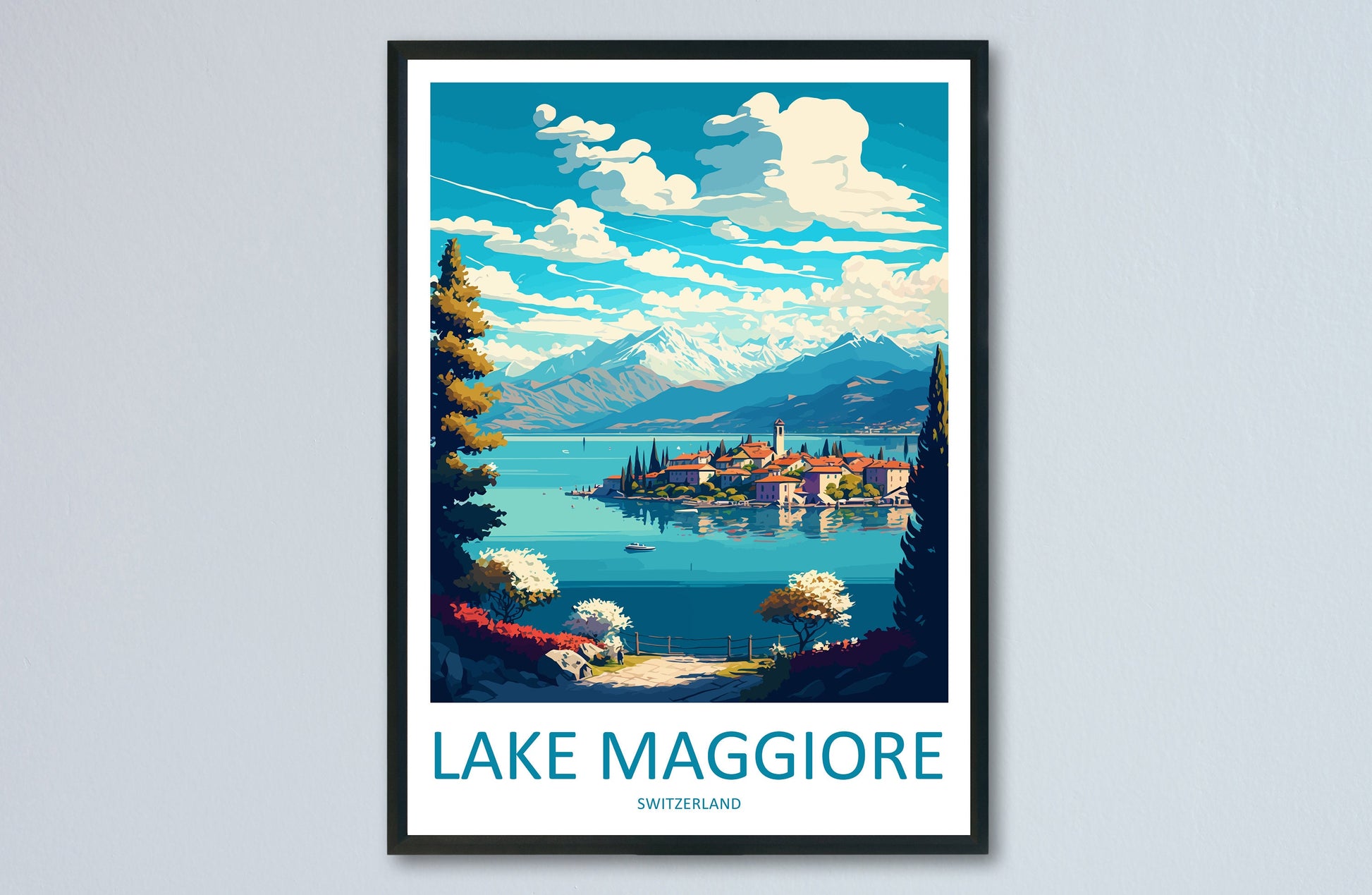 Lake Maggiore Travel Print Wall Art Lake Maggiore Wall Hanging Home Décor Lake Maggiore Gift Art Lovers Switzerland Art Lover Gift Lake Art