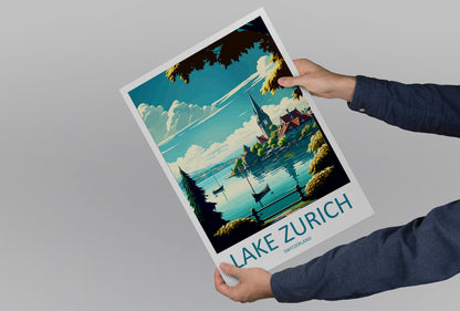 Lake Zurich Travel Print Wall Art Lake Zurich Wall Hanging Home Décor Lake Zurich Gift Art Lovers Switzerland Art Lover Gift Lake Zurich Art
