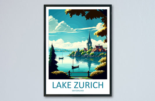 Lake Zurich Travel Print Wall Art Lake Zurich Wall Hanging Home Décor Lake Zurich Gift Art Lovers Switzerland Art Lover Gift Lake Zurich Art