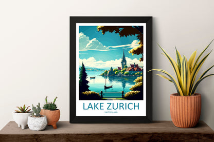 Lake Zurich Travel Print Wall Art Lake Zurich Wall Hanging Home Décor Lake Zurich Gift Art Lovers Switzerland Art Lover Gift Lake Zurich Art