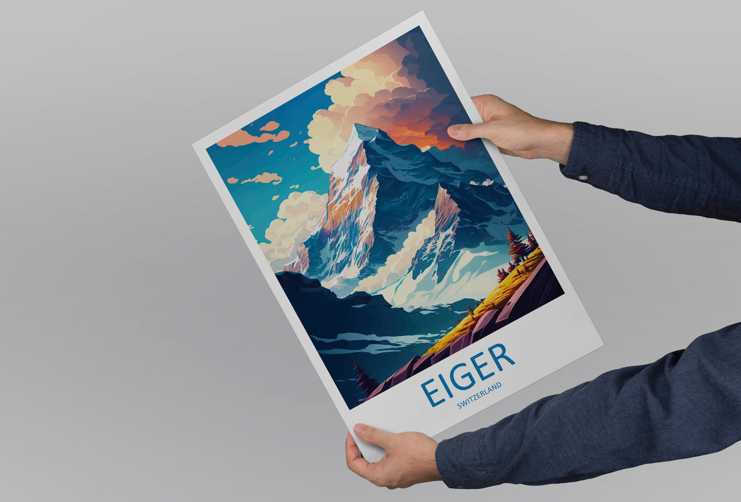 Eiger Travel Print Wall Art Eiger Wall Hanging Home Décor Eiger Gift Art Lovers Switzerland Art Lover Gift Eiger Travel Art