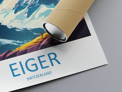 Eiger Travel Print Wall Art Eiger Wall Hanging Home Décor Eiger Gift Art Lovers Switzerland Art Lover Gift Eiger Travel Art