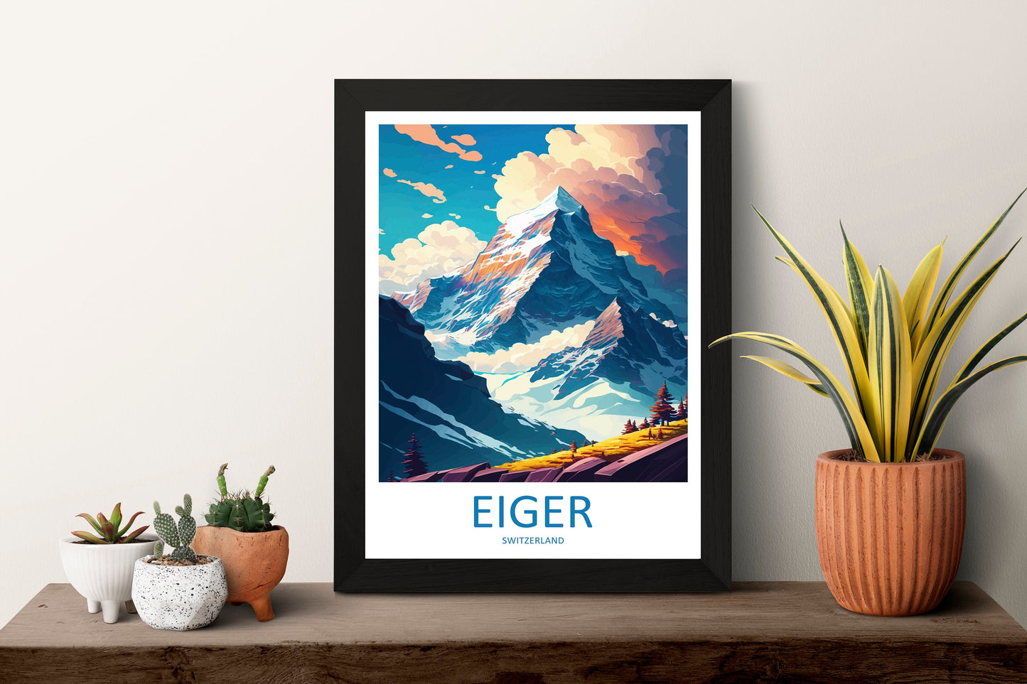 Eiger Travel Print Wall Art Eiger Wall Hanging Home Décor Eiger Gift Art Lovers Switzerland Art Lover Gift Eiger Travel Art