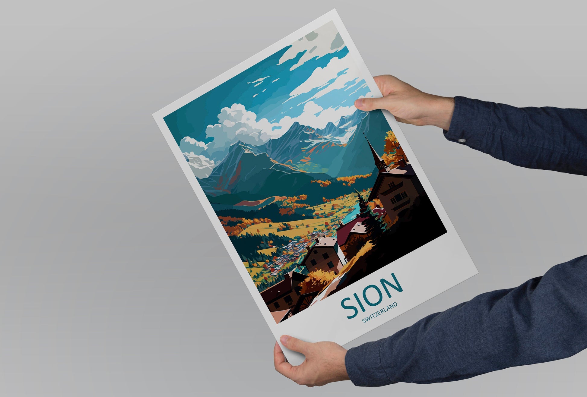 Sion Travel Print Wall Art Sion Wall Hanging Home Décor Sion Gift Art Lovers Switzerland Art Lover Gift Sion Travel Art Wall Gift