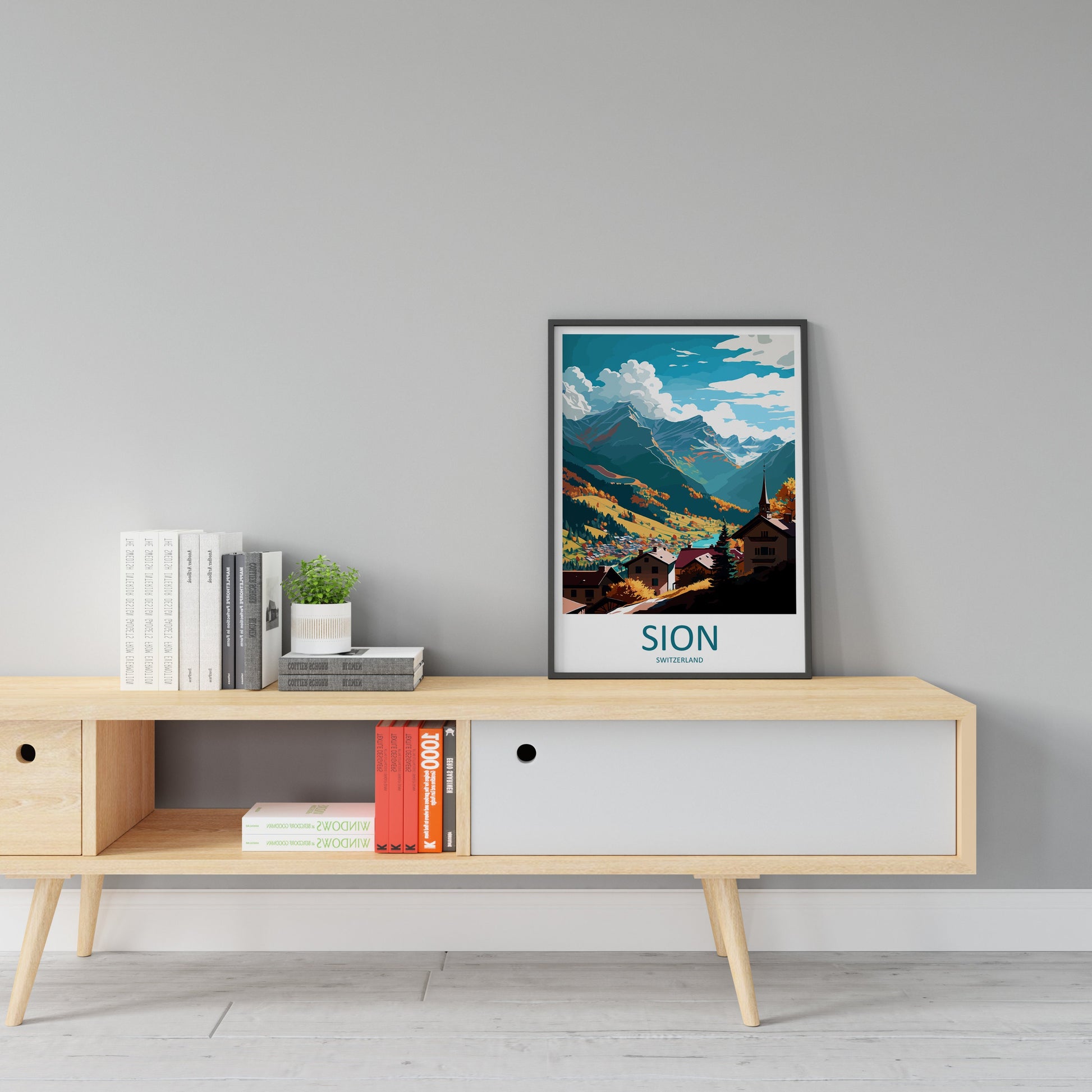 Sion Travel Print Wall Art Sion Wall Hanging Home Décor Sion Gift Art Lovers Switzerland Art Lover Gift Sion Travel Art Wall Gift