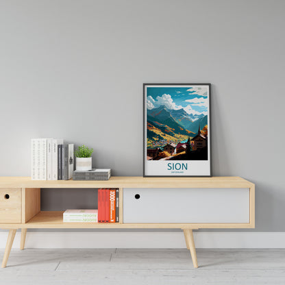 Sion Travel Print Wall Art Sion Wall Hanging Home Décor Sion Gift Art Lovers Switzerland Art Lover Gift Sion Travel Art Wall Gift