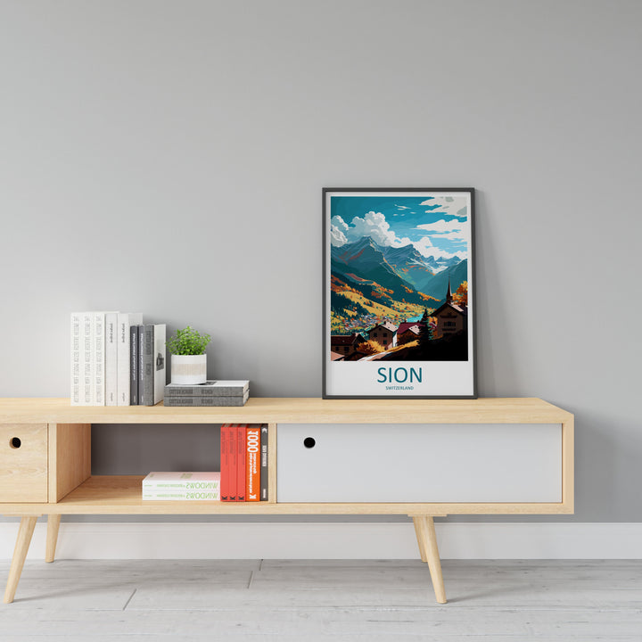 Sion Travel Print Wall Art Sion Wall Hanging Home Décor Sion Gift Art Lovers Switzerland Art Lover Gift Sion Travel Art Wall Gift