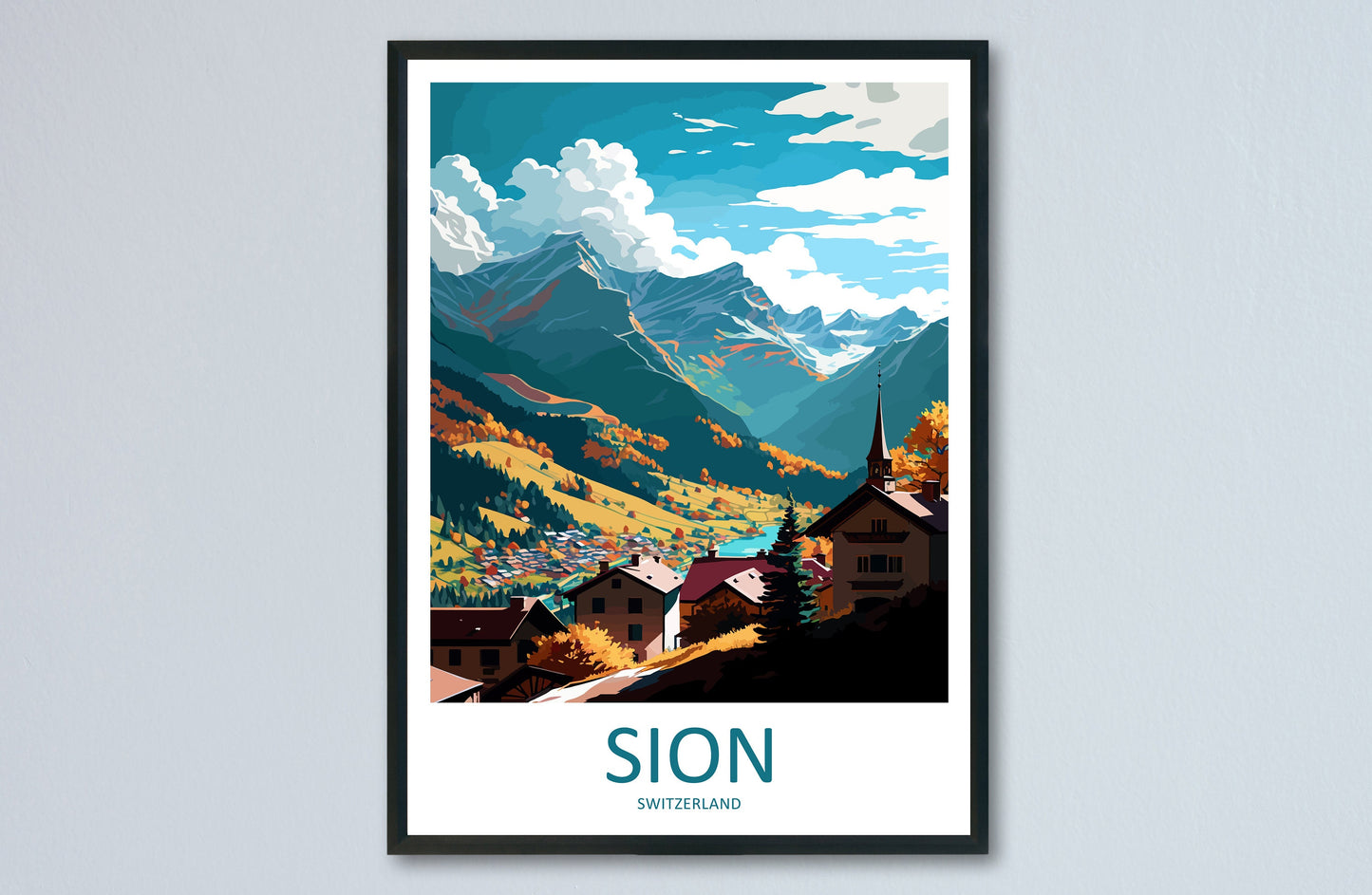 Sion Travel Print Wall Art Sion Wall Hanging Home Décor Sion Gift Art Lovers Switzerland Art Lover Gift Sion Travel Art Wall Gift