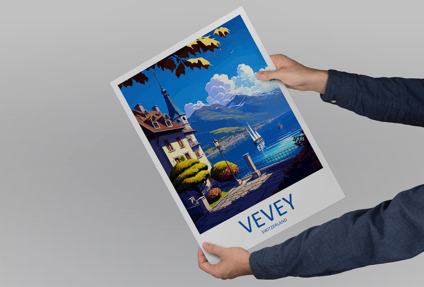 Vevey Travel Print Wall Art Vevey Wall Hanging Home Décor Vevey Gift Art Lovers Switzerland Art Lover Gift Vevey Travel Art Wall Gift