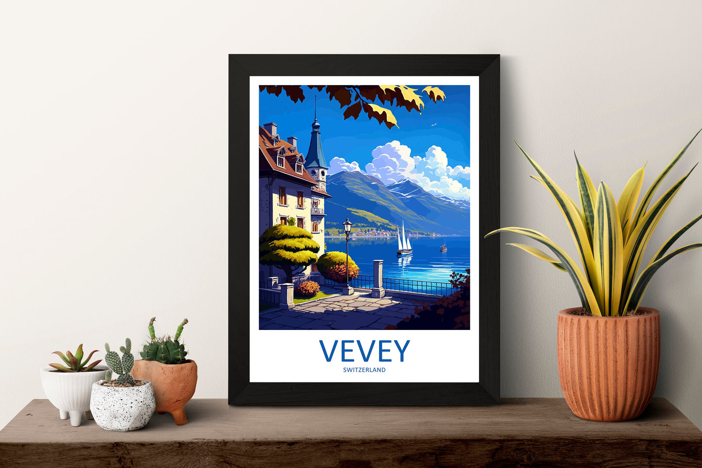 Vevey Travel Print Wall Art Vevey Wall Hanging Home Décor Vevey Gift Art Lovers Switzerland Art Lover Gift Vevey Travel Art Wall Gift