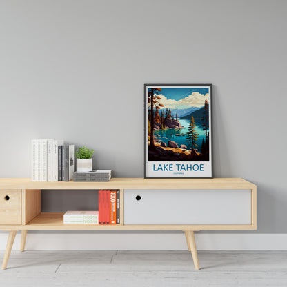 Lake Tahoe Travel Print Wall Art Lake Tahoe Wall Hanging Home Décor Lake Tahoe Gift Art Lovers California Art Lover Gift Lake Tahoe Decor