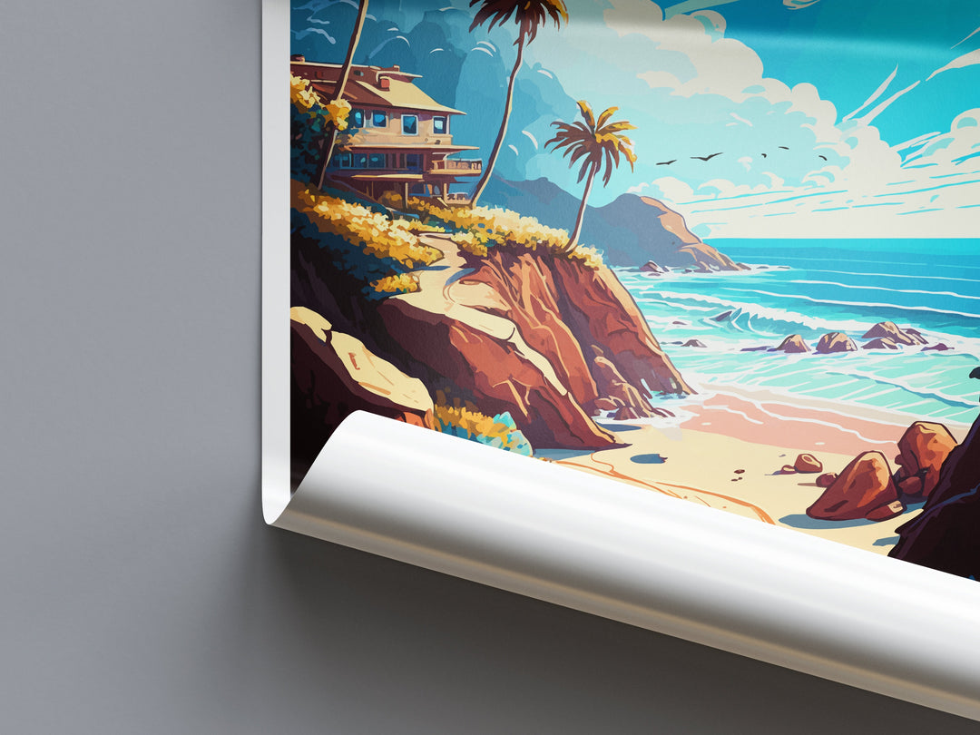 Malibu Travel Print Wall Art Malibu Wall Hanging Home Décor Malibu Gift Art Lovers California Art Lover Gift Malibu Decor
