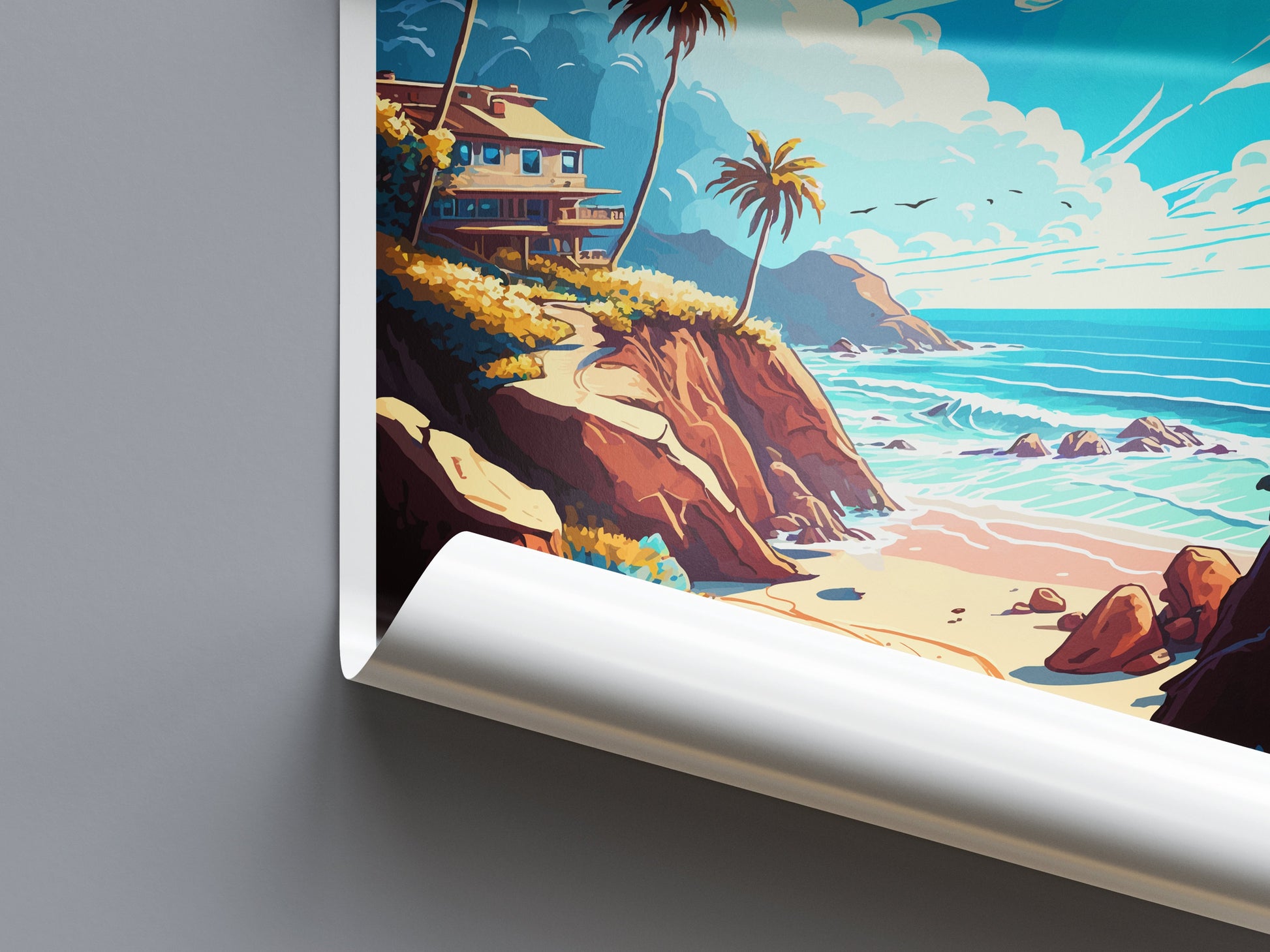 Malibu Travel Print Wall Art Malibu Wall Hanging Home Décor Malibu Gift Art Lovers California Art Lover Gift Malibu Decor