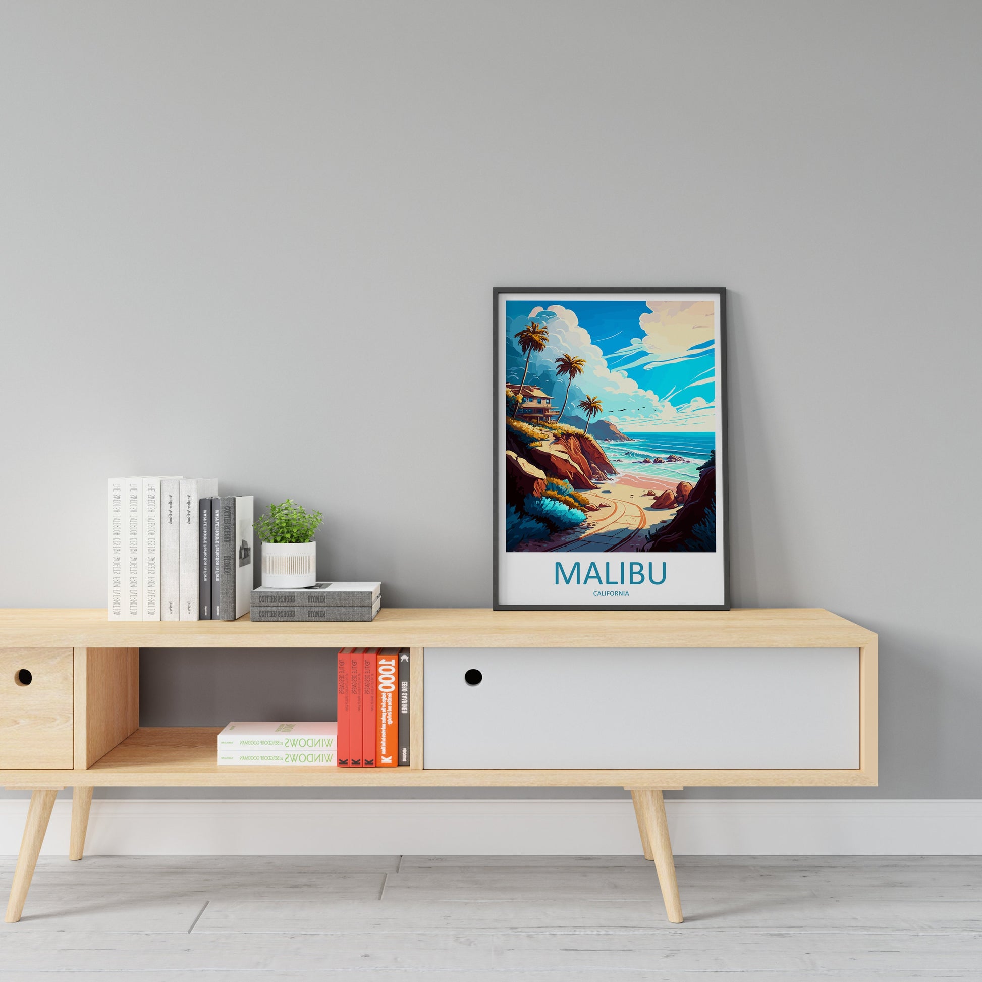 Malibu Travel Print Wall Art Malibu Wall Hanging Home Décor Malibu Gift Art Lovers California Art Lover Gift Malibu Decor