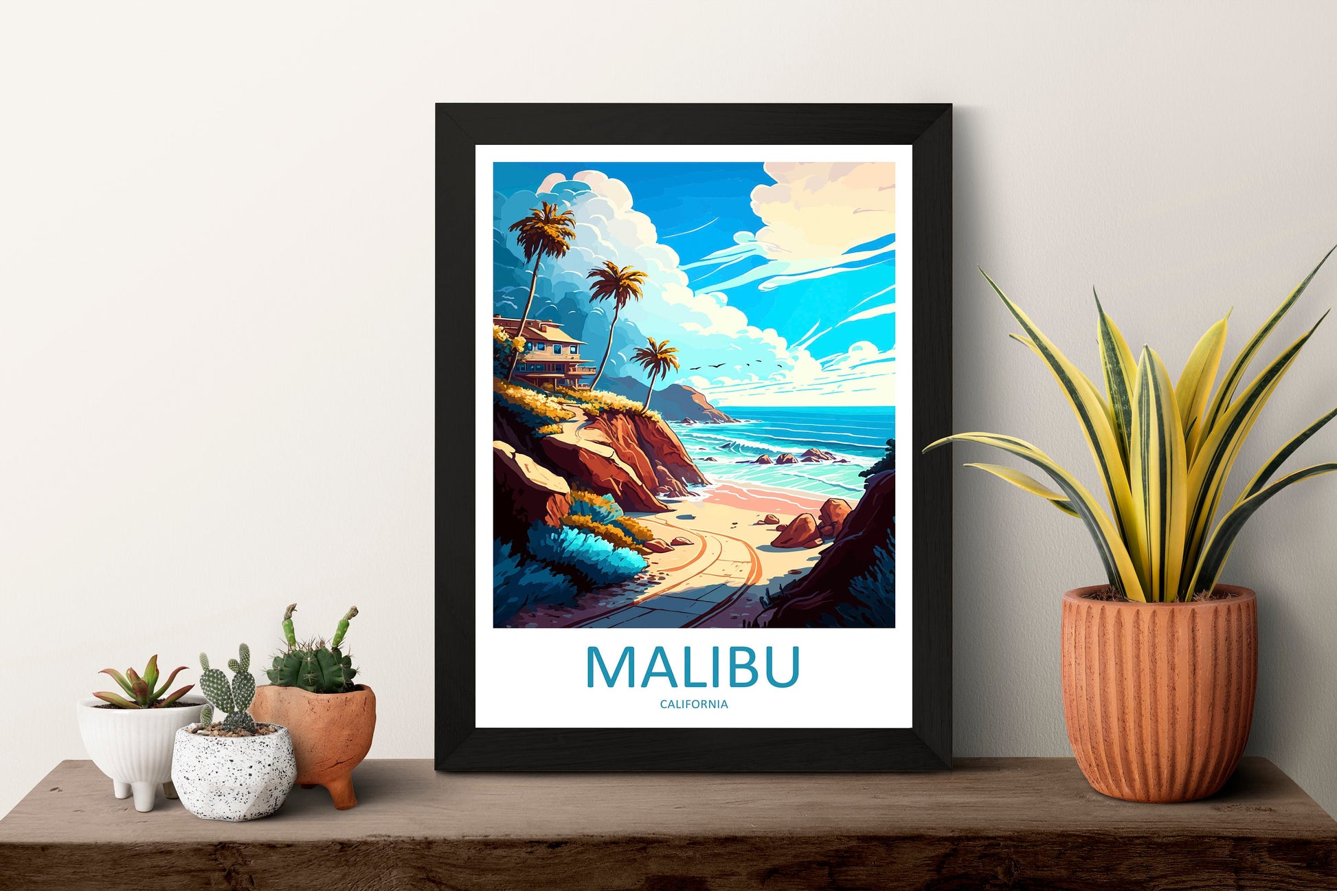 Malibu Travel Print Wall Art Malibu Wall Hanging Home Décor Malibu Gift Art Lovers California Art Lover Gift Malibu Decor
