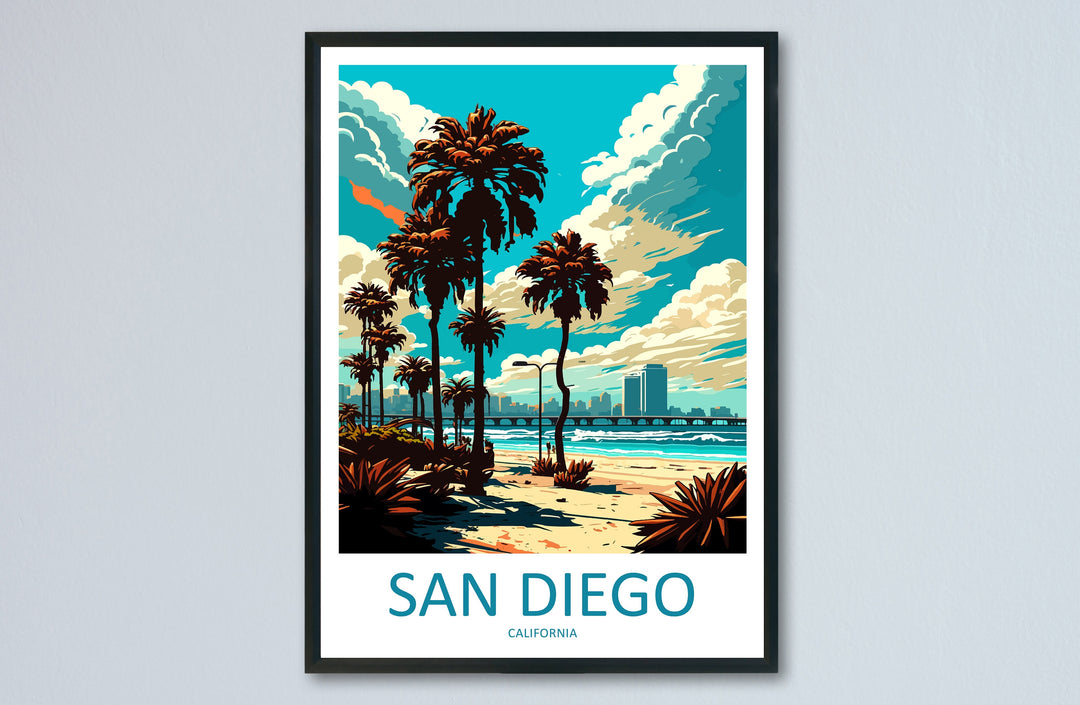 San Diego Travel Print Wall Art San Diego Wall Hanging Home Décor San Diego Gift Art Lovers California Art Lover Gift San Diego Poster