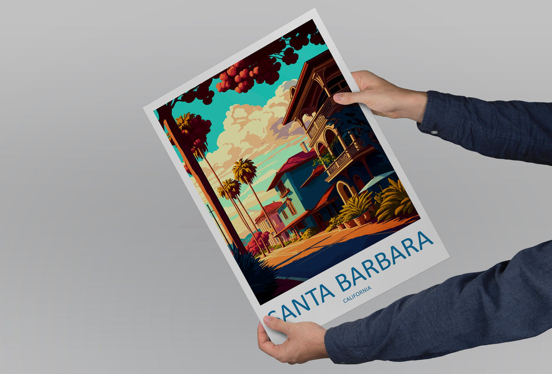 Santa Barbara Travel Print Wall Art Santa Barbara Wall Hanging Home Décor Santa Barbara Gift Art Lovers California Art Lover Gift