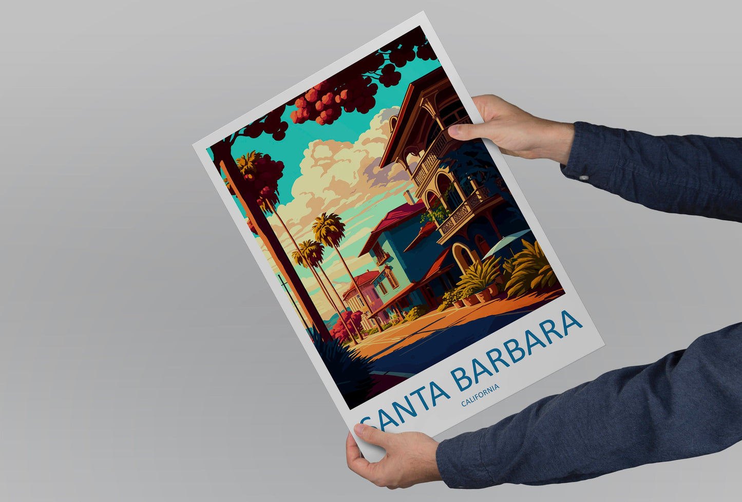 Santa Barbara Travel Print Wall Art Santa Barbara Wall Hanging Home Décor Santa Barbara Gift Art Lovers California Art Lover Gift