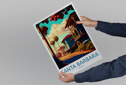 Santa Barbara Travel Print Wall Art Santa Barbara Wall Hanging Home Décor Santa Barbara Gift Art Lovers California Art Lover Gift