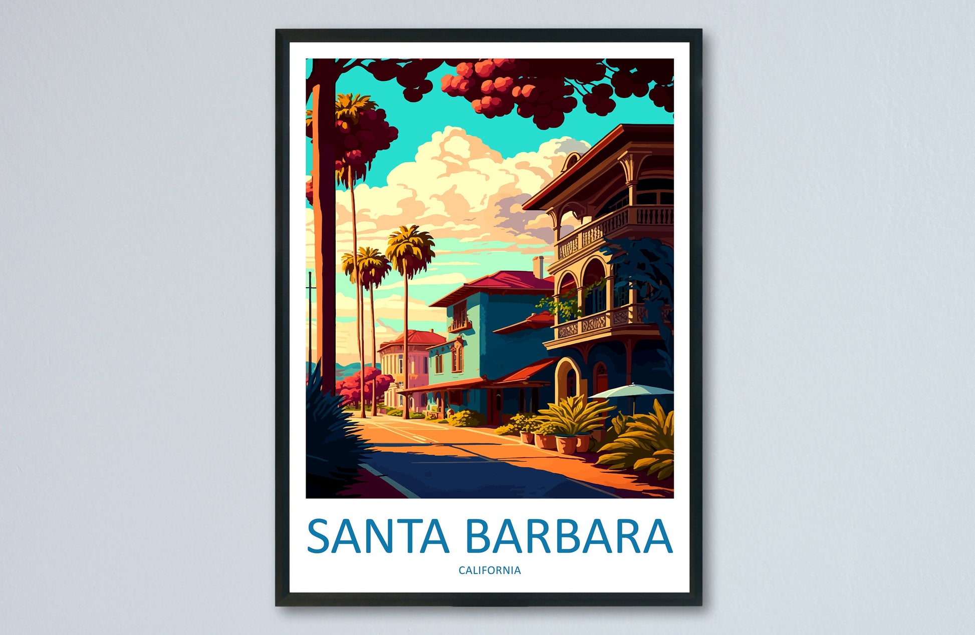 Santa Barbara Travel Print Wall Art Santa Barbara Wall Hanging Home Décor Santa Barbara Gift Art Lovers California Art Lover Gift