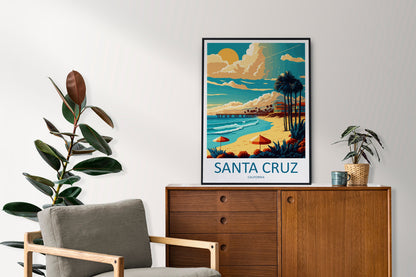 Santa Cruz Travel Print Wall Art Santa Cruz Wall Hanging Home Décor Santa Cruz Gift Art Lovers California Art Lover Gift Santa Cruz Poster