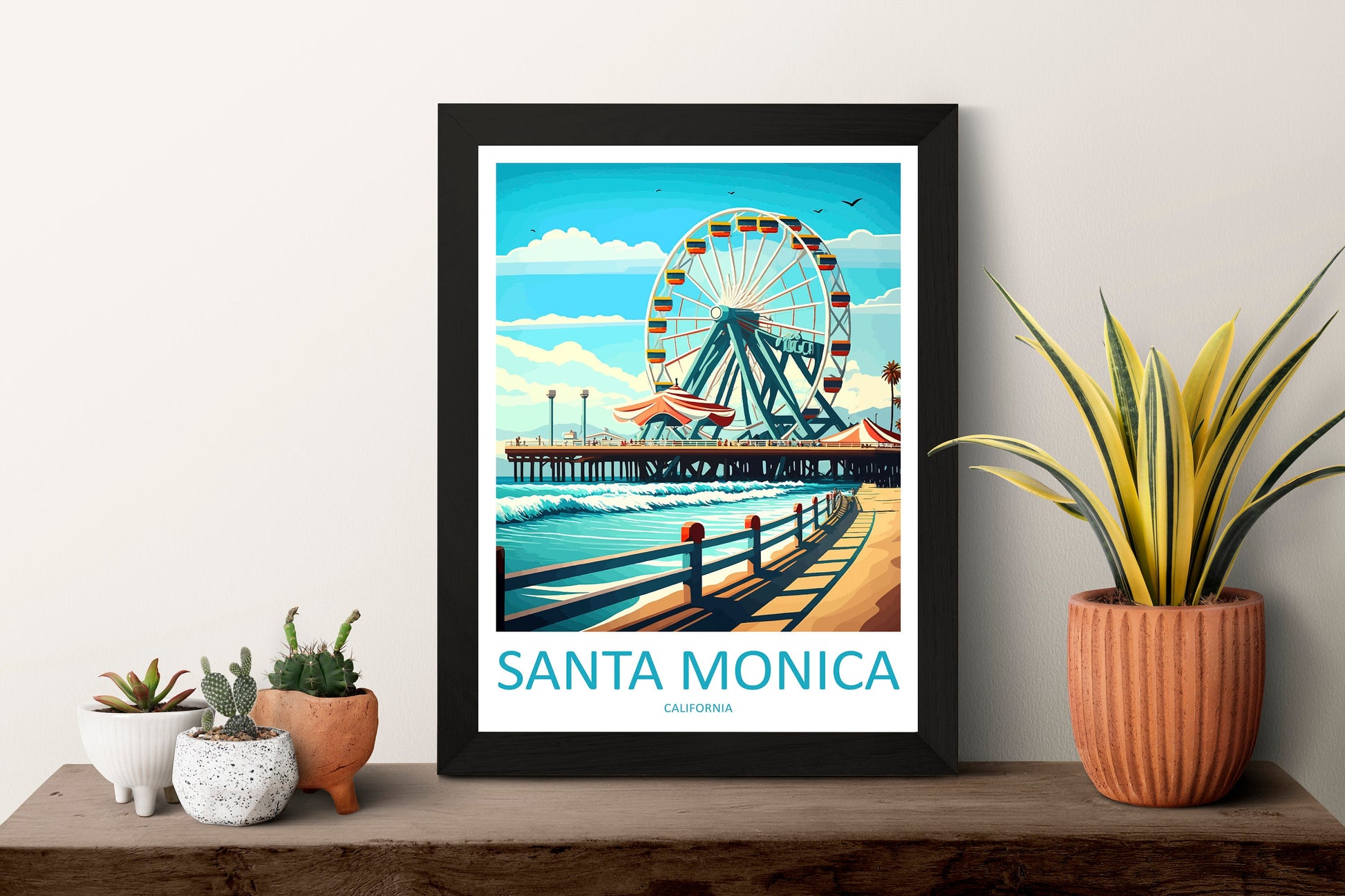 Santa Monica Travel Print Wall Art Santa Monica Wall Hanging Home Décor Santa Monica Gift Art Lovers California Art Lover Gift Santa Monica