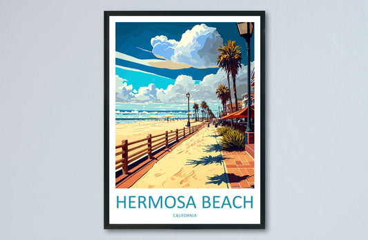 Hermosa Beach Travel Print Wall Art Hermosa Beach Wall Hanging Home Décor Hermosa Beach Gift Art Lovers California Art Lover Gift