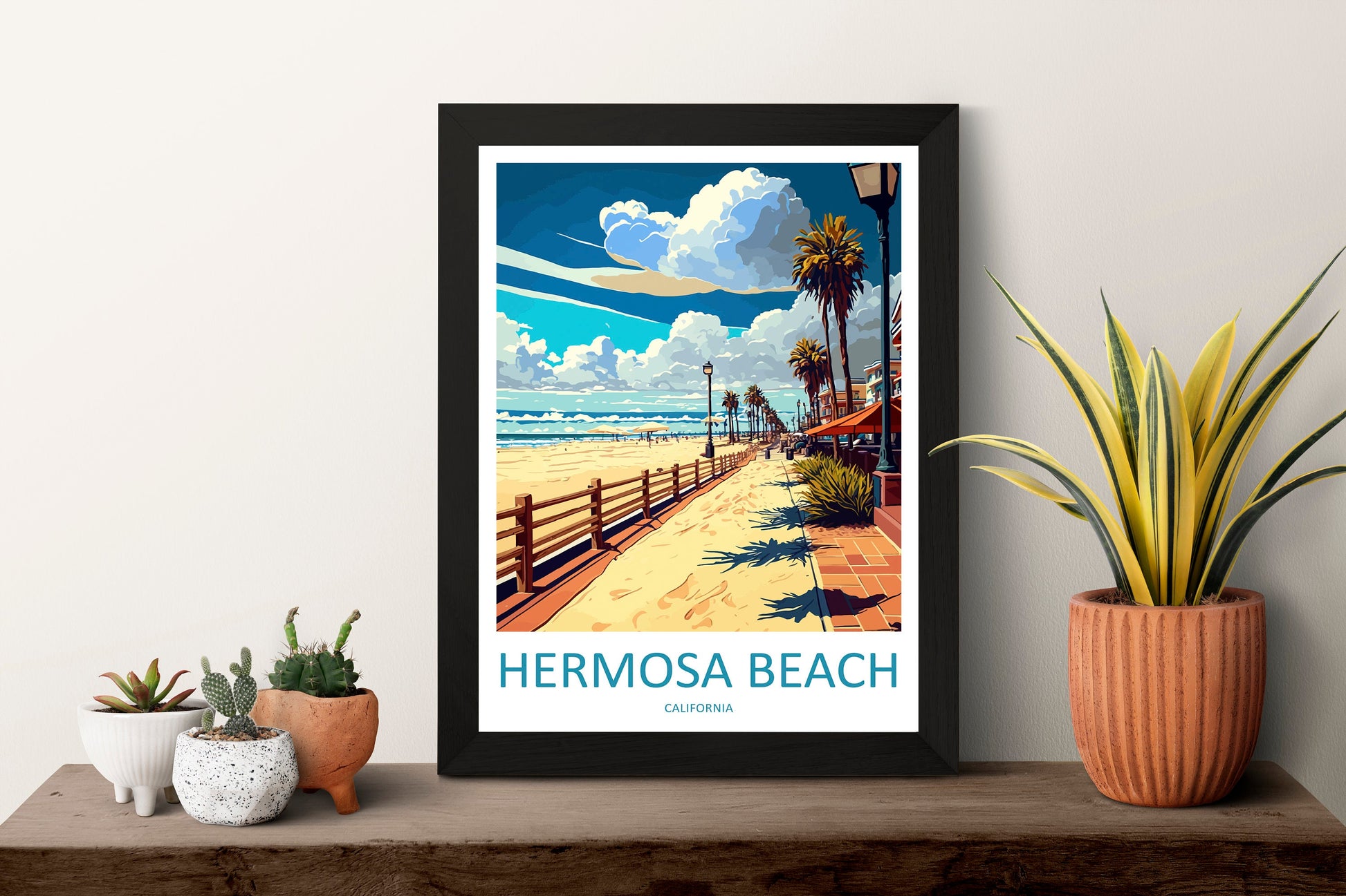 Hermosa Beach Travel Print Wall Art Hermosa Beach Wall Hanging Home Décor Hermosa Beach Gift Art Lovers California Art Lover Gift