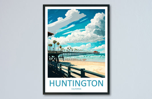 Huntington Beach Travel Print Wall Art Huntington Beach Wall Hanging Home Décor Huntington Beach Gift Art Lovers California Art Lover Gift