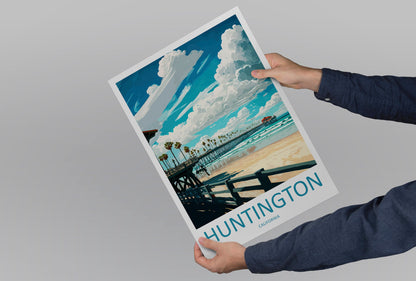 Huntington Beach Travel Print Wall Art Huntington Beach Wall Hanging Home Décor Huntington Beach Gift Art Lovers California Art Lover Gift