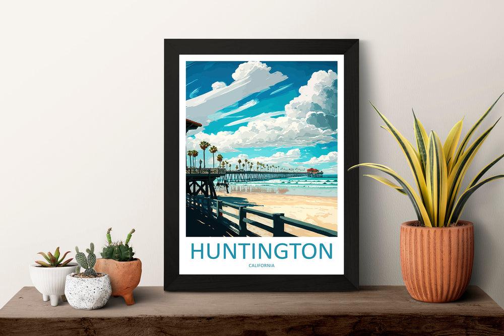 Huntington Beach Travel Print Wall Art Huntington Beach Wall Hanging Home Décor Huntington Beach Gift Art Lovers California Art Lover Gift