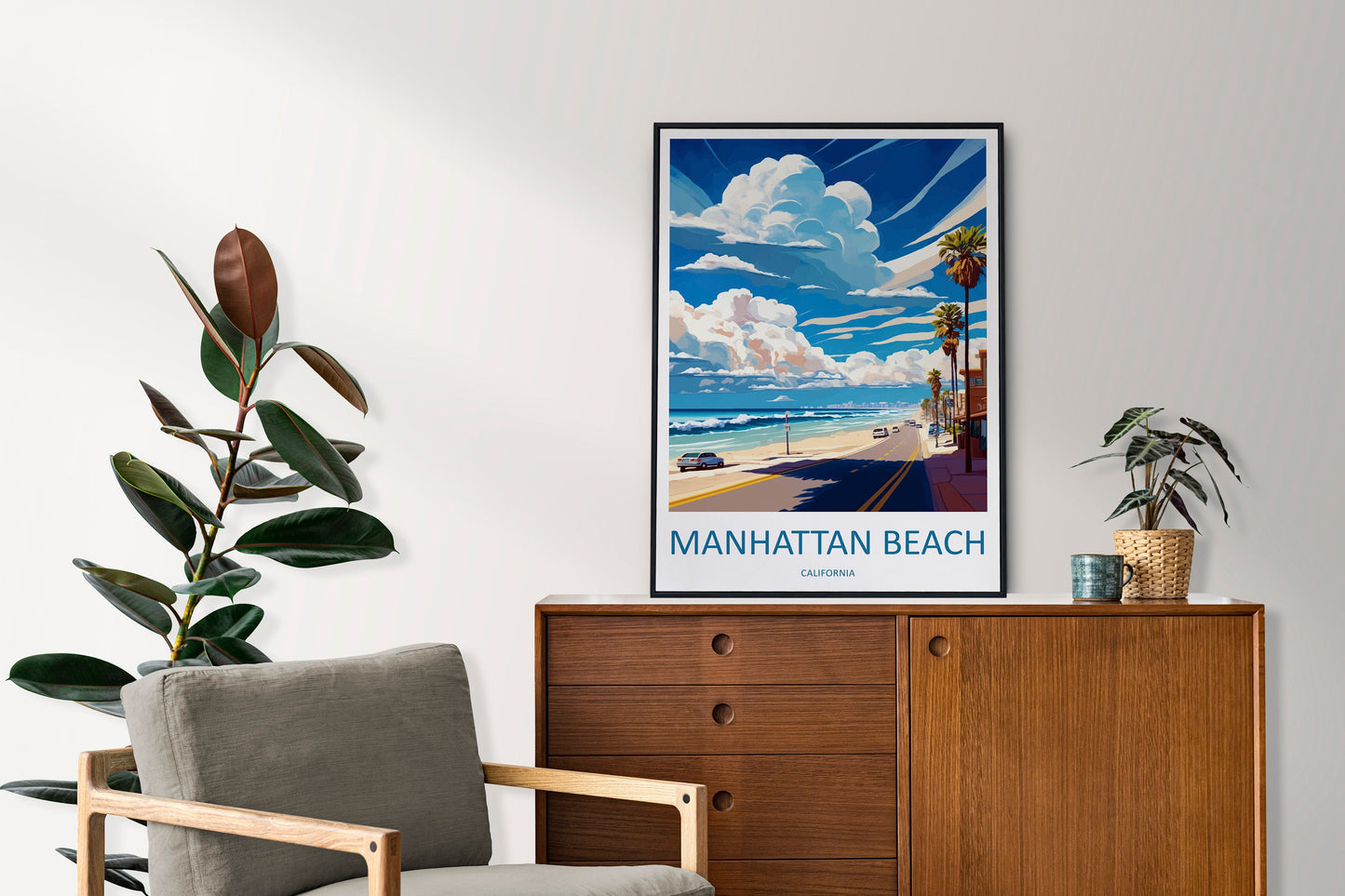 Manhattan Beach Travel Print Wall Art Manhattan Beach Wall Hanging Home Décor Manhattan Beach Gift Art Lovers California Art Lover Gift