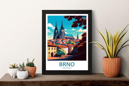 Brno Travel Print Wall Art Brno Wall Hanging Home Décor Brno Gift Art Lovers Czech Republic Art Lover Gift Brno Travel Art Poster