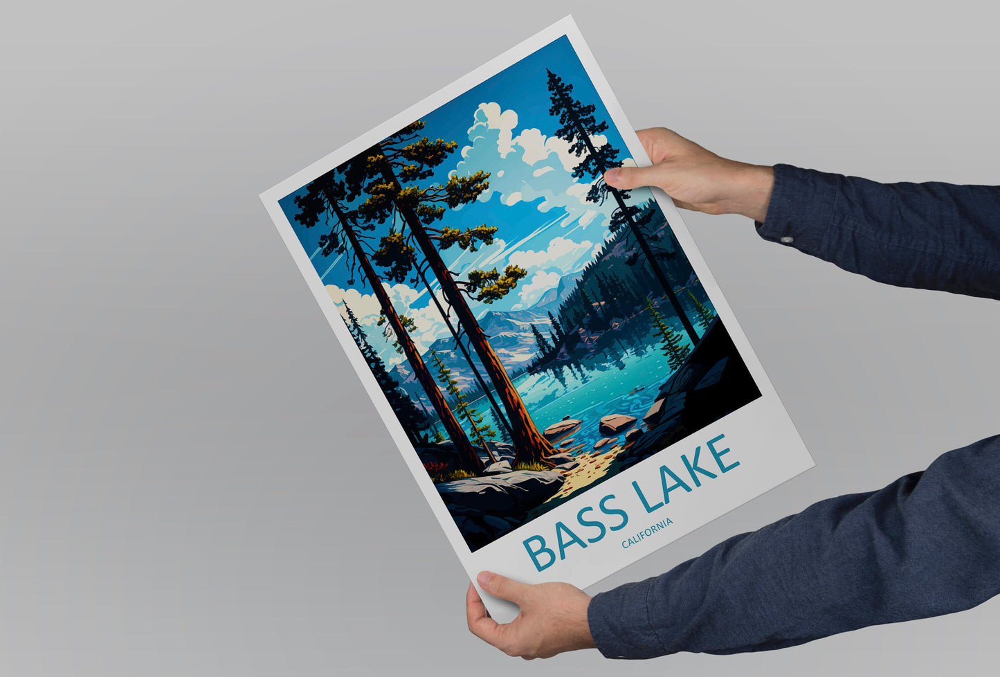 Bass Lake Travel Print Wall Art Bass Lake Wall Hanging Home Décor Bass Lake Gift Art Lovers California Art Lover Gift Bass Lake Art