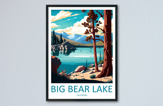 Big Bear Lake Travel Print Wall Art Big Bear Lake Wall Hanging Home Décor Big Bear Lake Gift Art Lovers California Art Lover Gift Lake Art